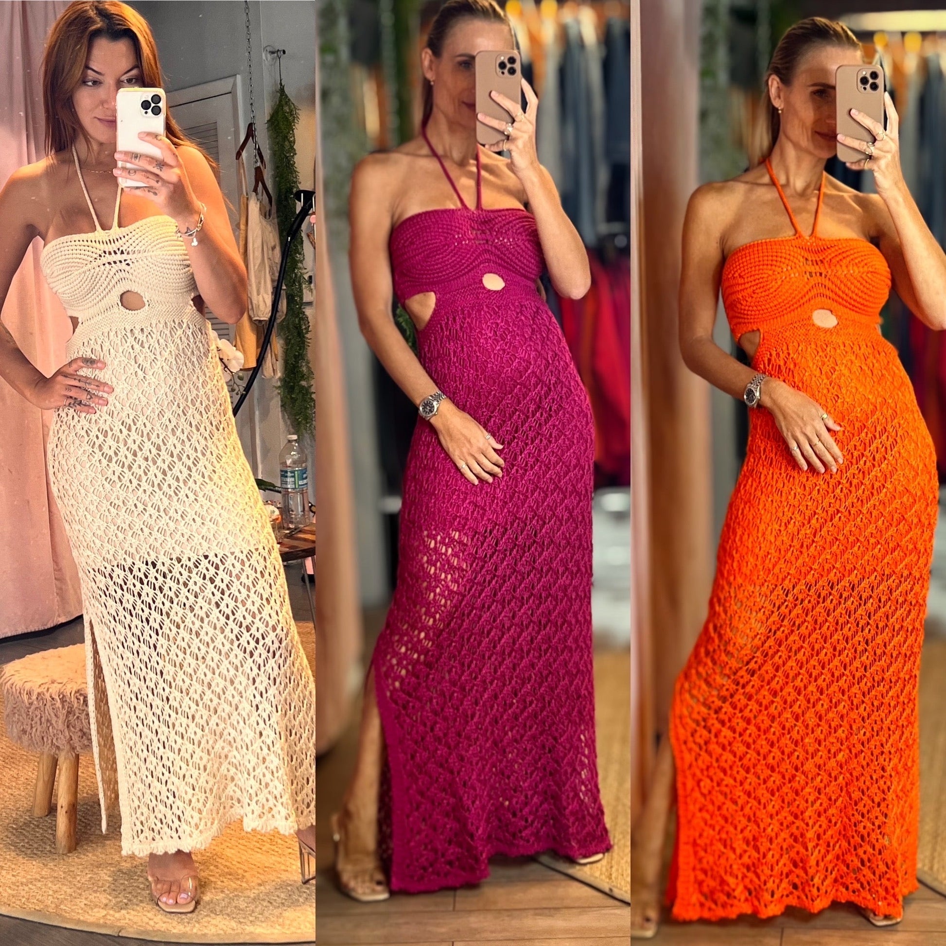casablanca dress crochet Casablanca WOMEN Crochet Mirror Long Dress Silver